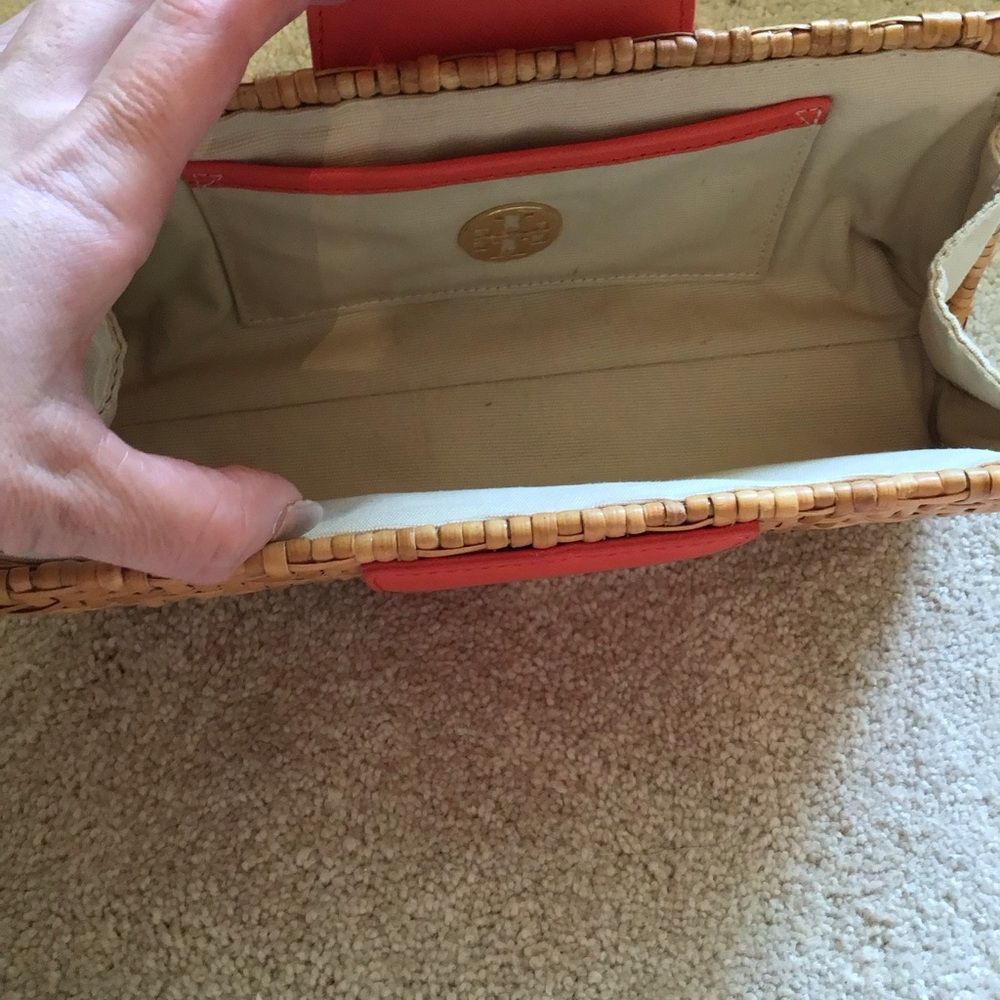 Tory Burch Orange Wicker Rattan Clutch - Picture 7 of 9